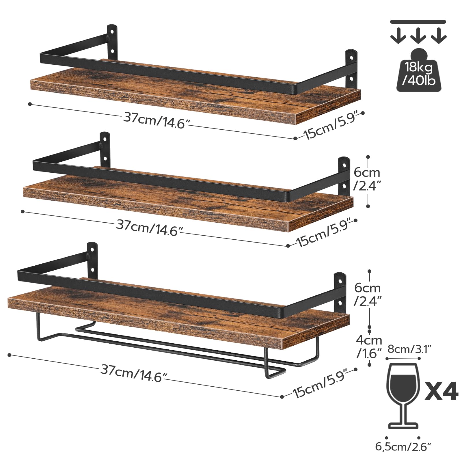 HOOBRO estante-vino-pared-con-portacopas ideal para colgar copas y optimizar espacio.