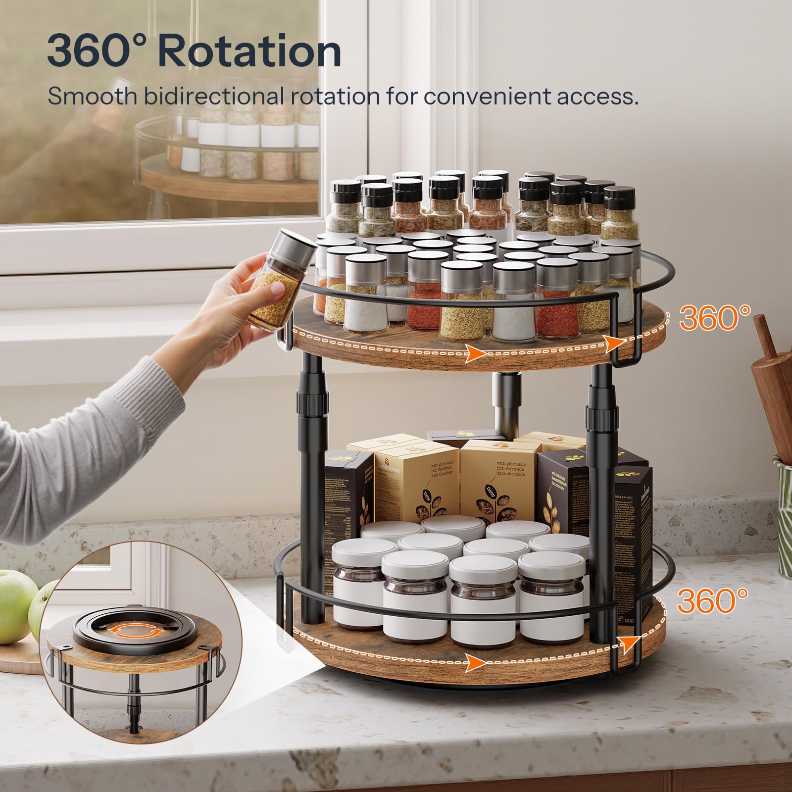 HOOBRO giratorio especias 360-grados-base, movimiento suave para condimentos