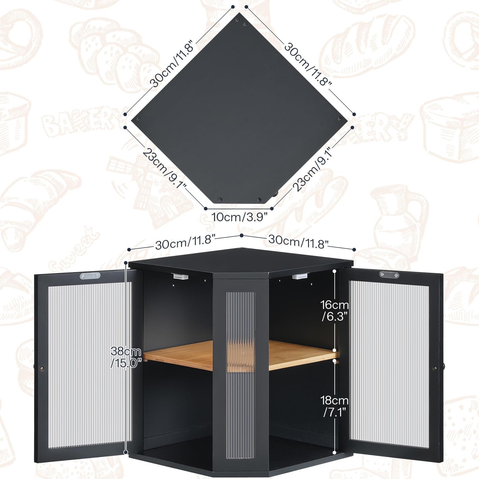 Hoobro panera bambú, puertas acrílicas, acceso cómodo y visualización clara de los alimentos