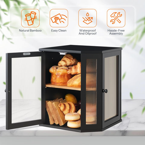 Hoobro panera bambú, ventilación trasera, ayuda a mantener aire y humedad