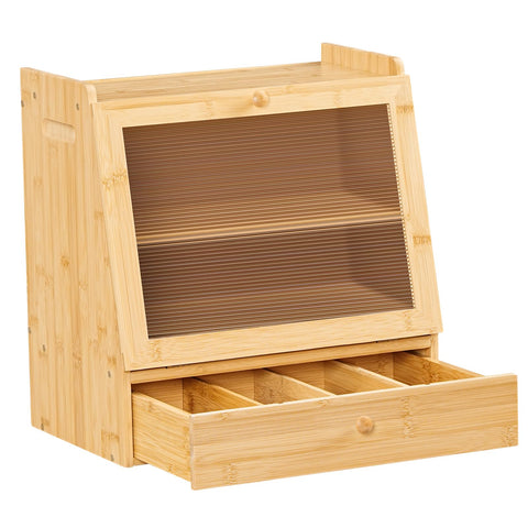 Panera HOOBRO de bambú, montaje rápido y práctico en la encimera.
