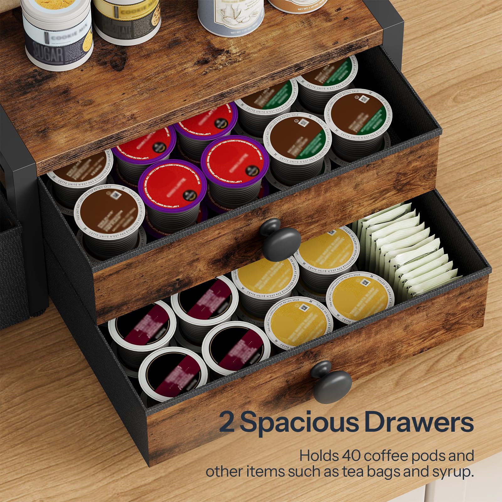 Hoobro plataforma de madera: superficie amplia para tazas y accesorios.