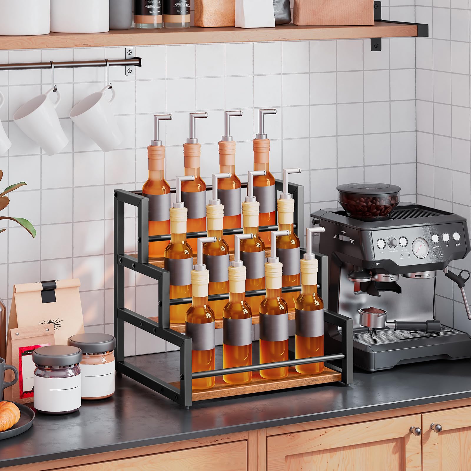 HOOBRO rack-bebidas-encimera aprovecha el espacio de la encimera para bebidas.
