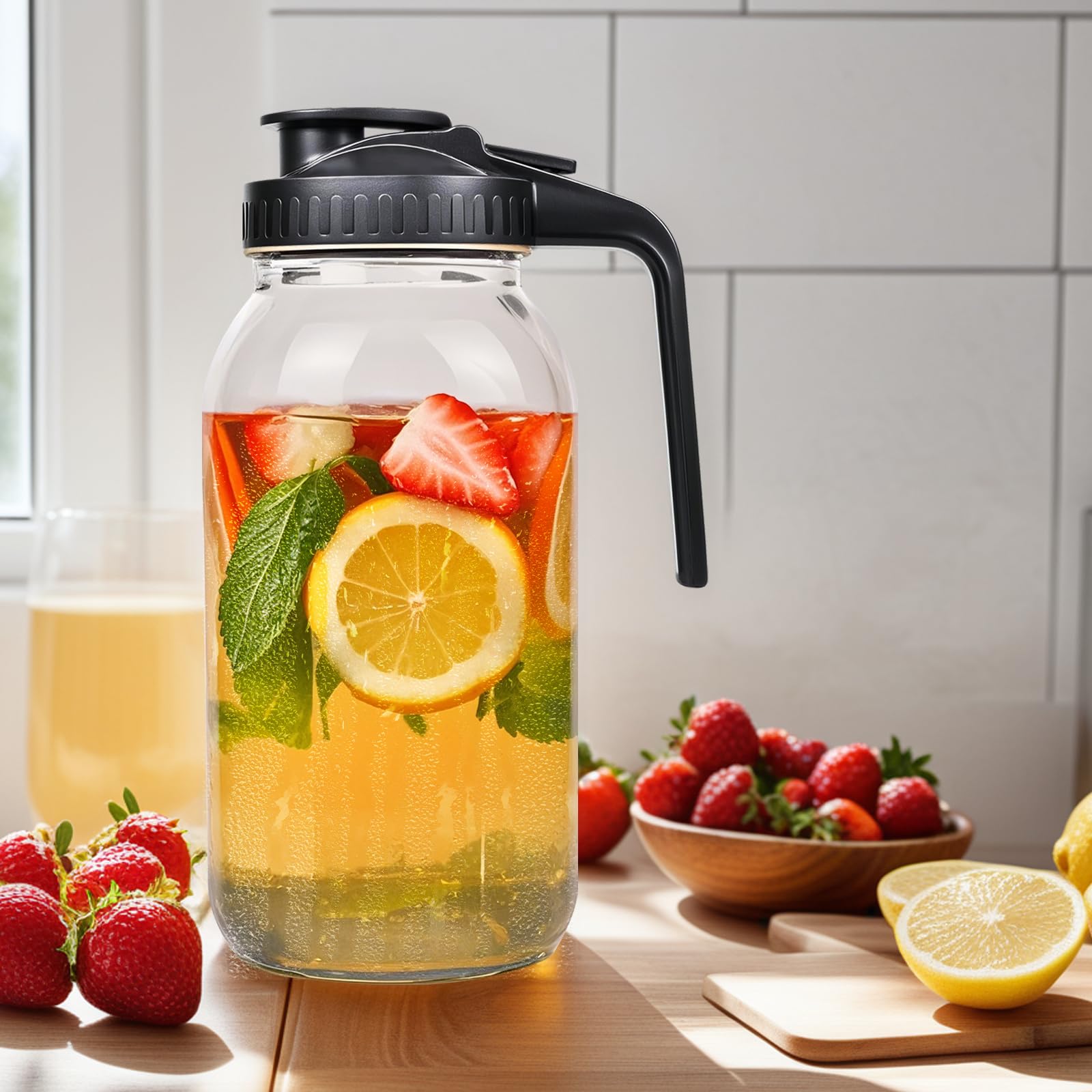 Hoofess jarra mason 64oz boca ancha, fácil de llenar y limpiar