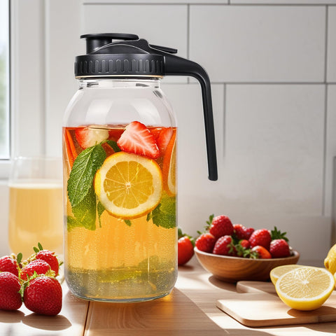Hoofess jarra mason 64oz boca ancha, fácil de llenar y limpiar