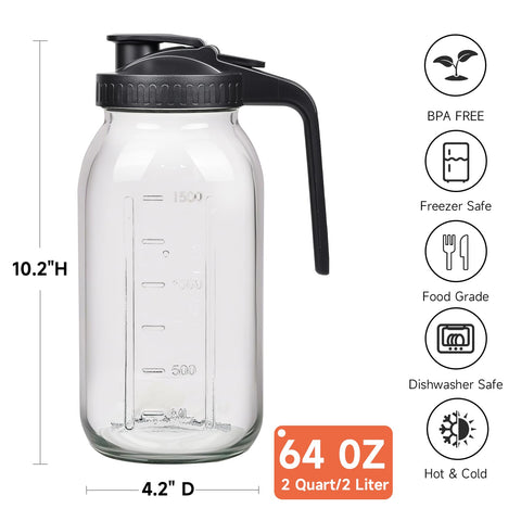 Hoofess jarra mason 64oz mango ergonómico para un agarre cómodo