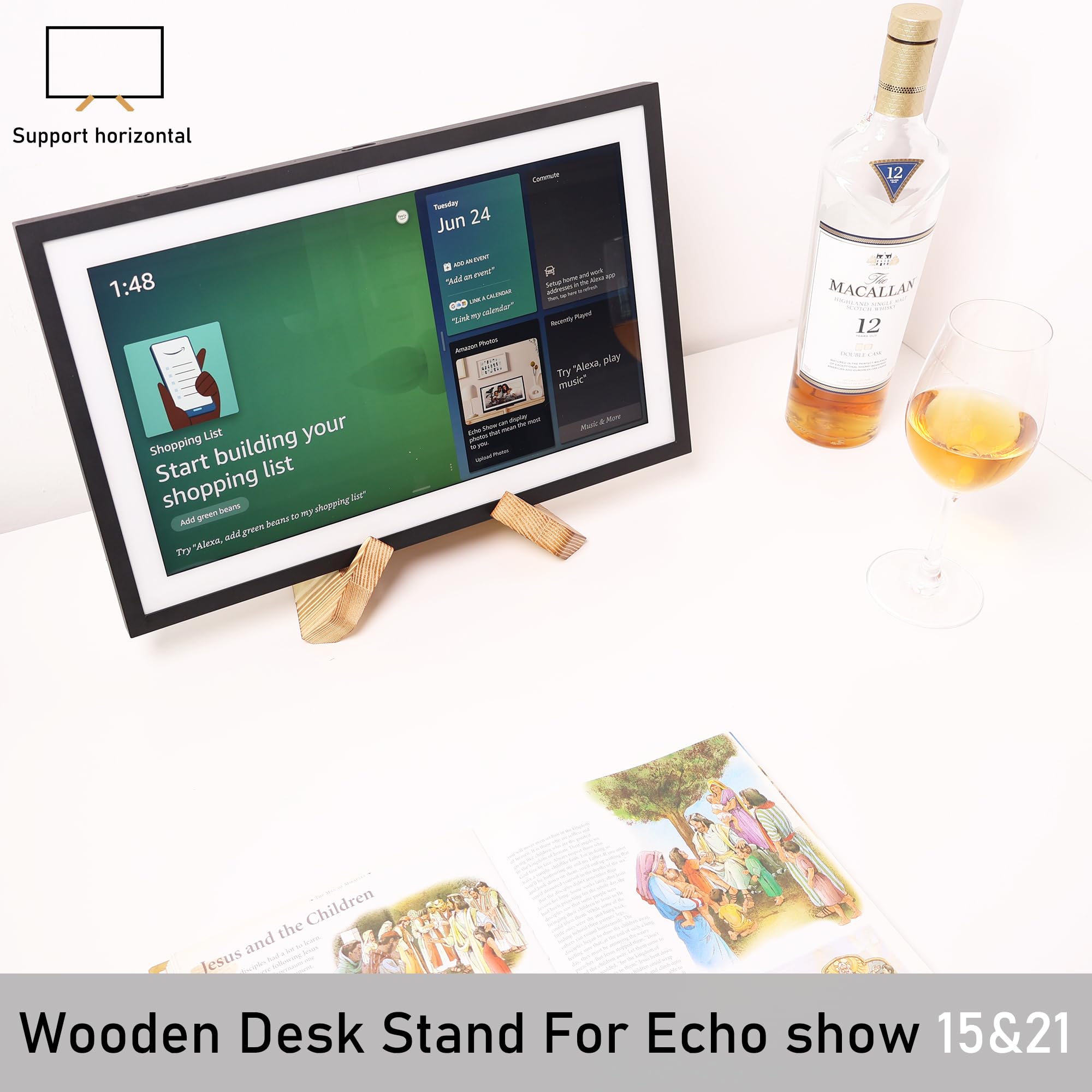 Hookmemo: soporte para Echo Show 21, diseño estable para lectura y entretenimiento.