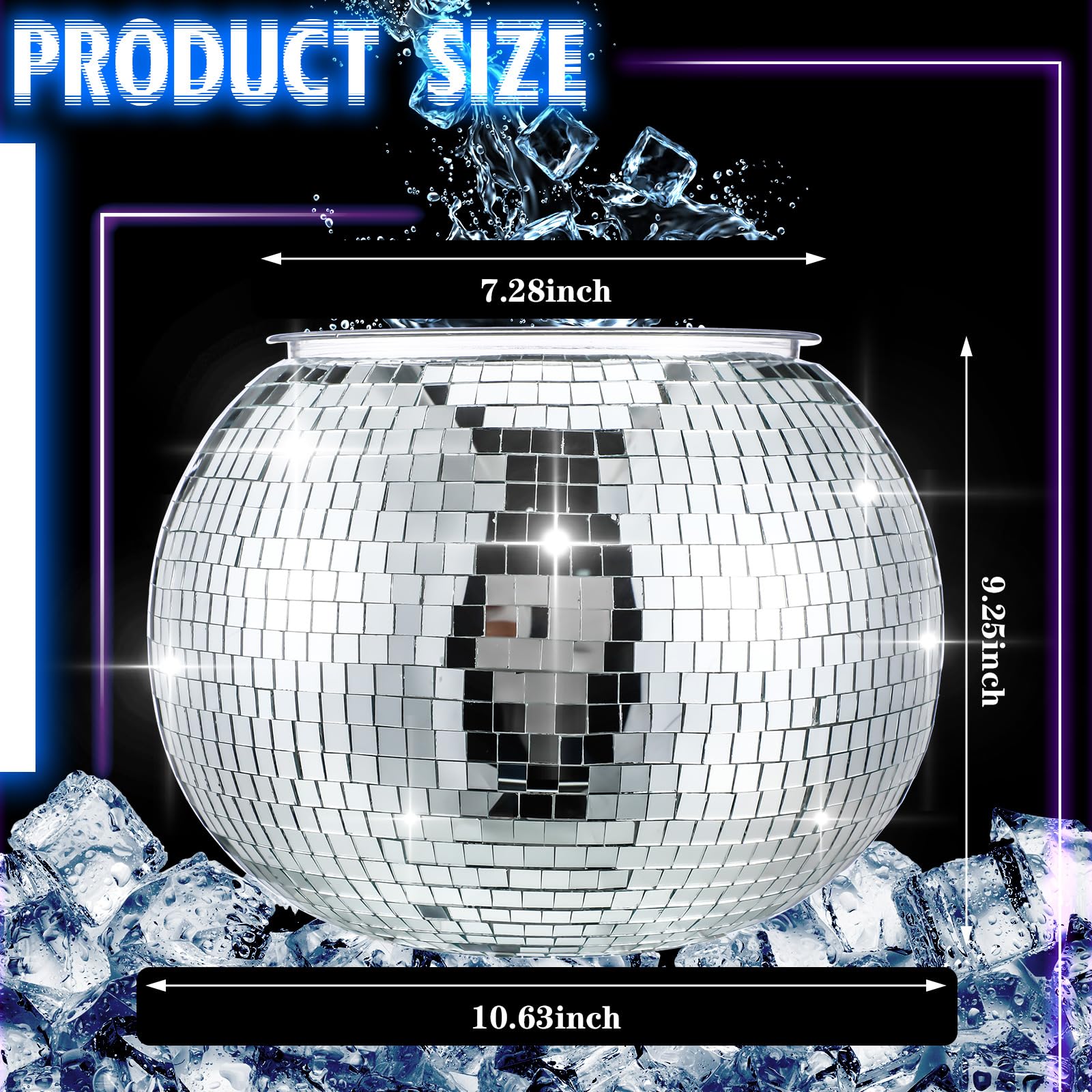 Cubo Hoolerry de hielo disco espejado, reflejos brillantes para momentos festivos.