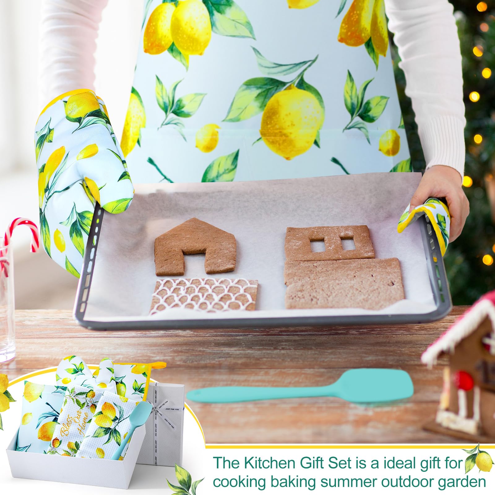 Kit de cocina Hoolerry con diseño limón, regalo práctico para aficionados.