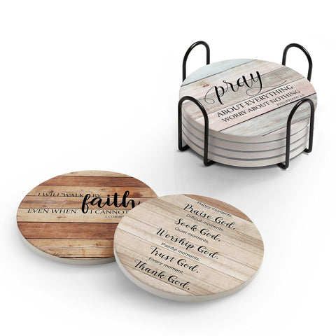 Hoomey posavasos con frases bíblicas, juego de 6, ideal para decorar y proteger la mesa.