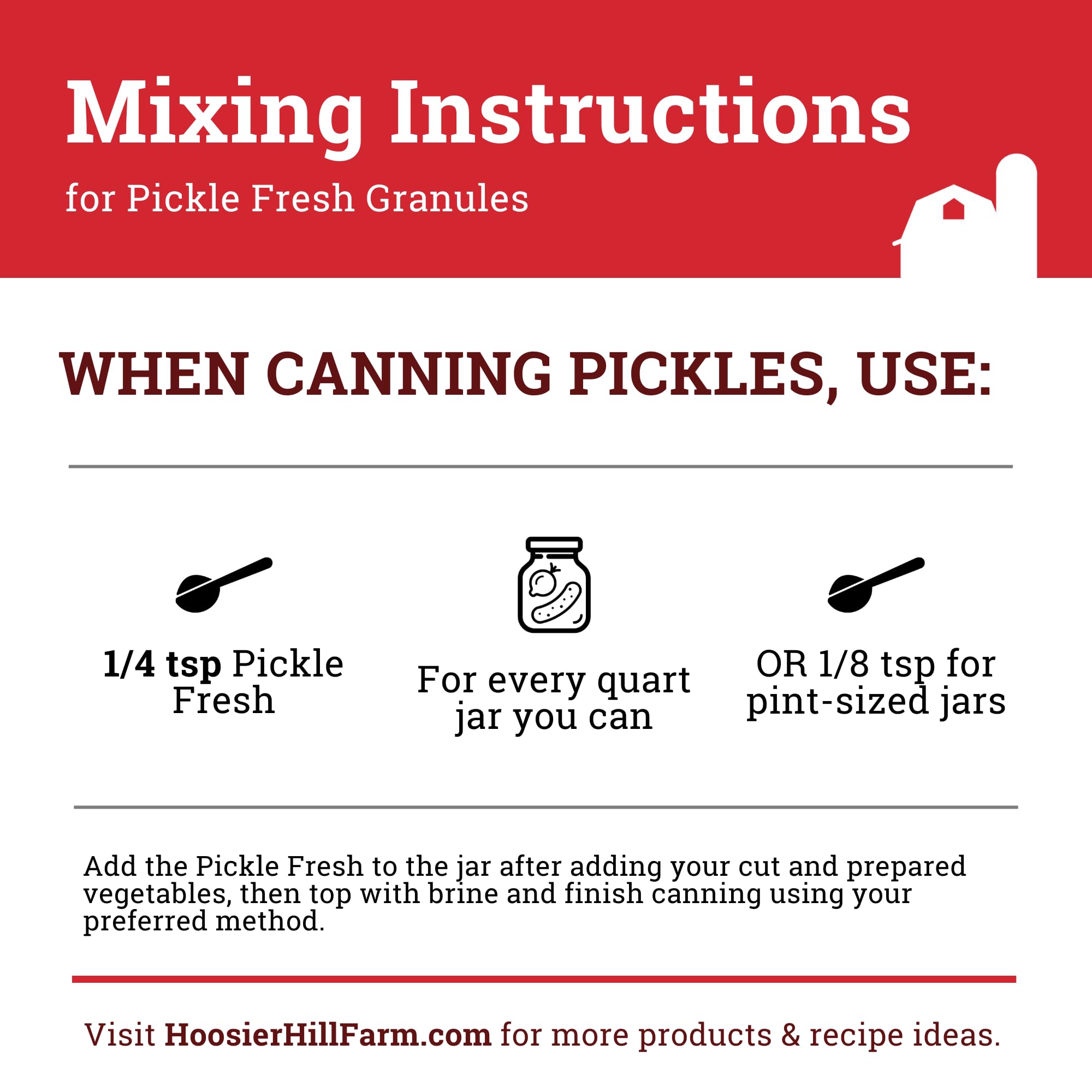 Hoosier Hill Farm Pickle Fresh, producido en Estados Unidos para calidad.