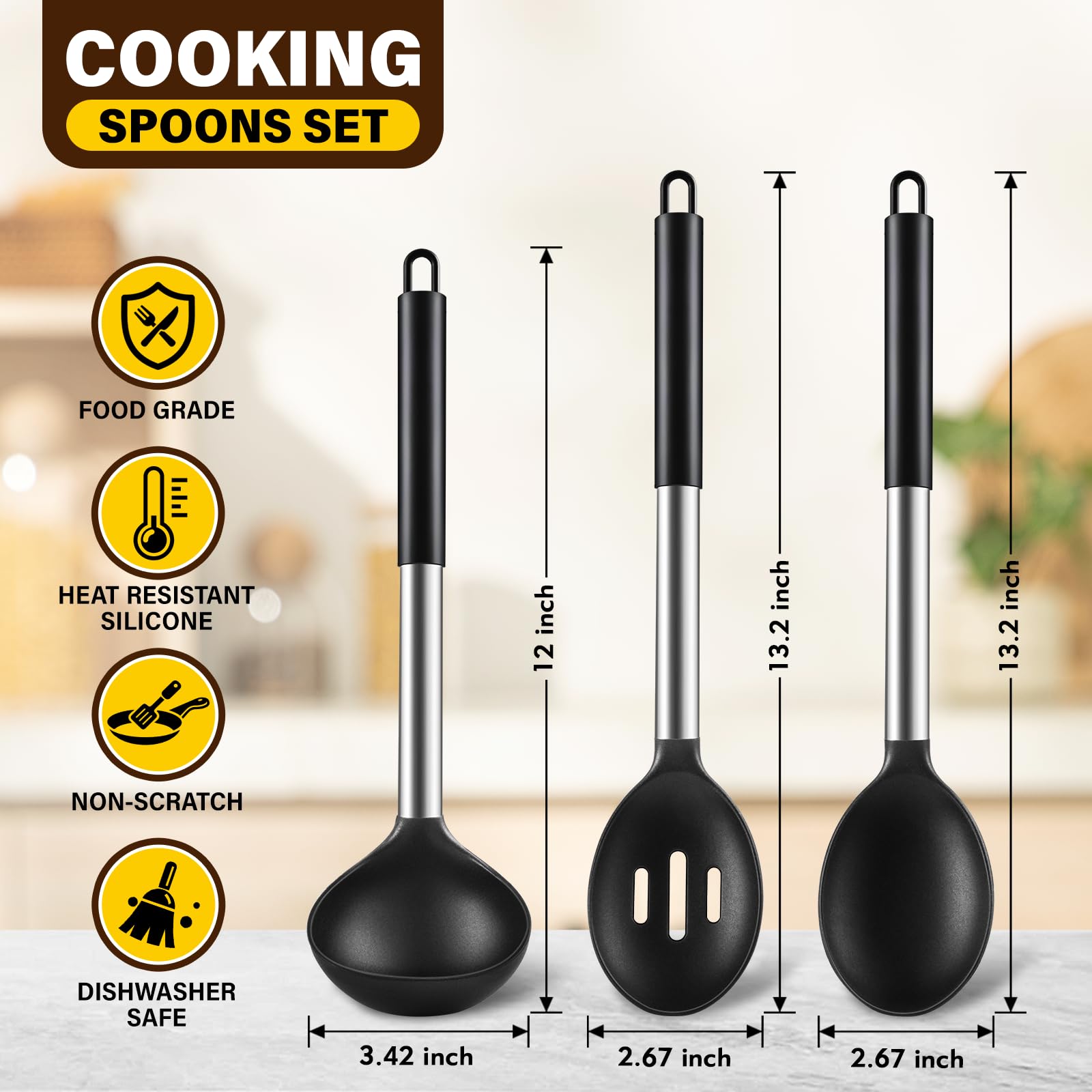 Hoosook cuchara silicona para mezclar y evitar rayar ollas antiadherentes