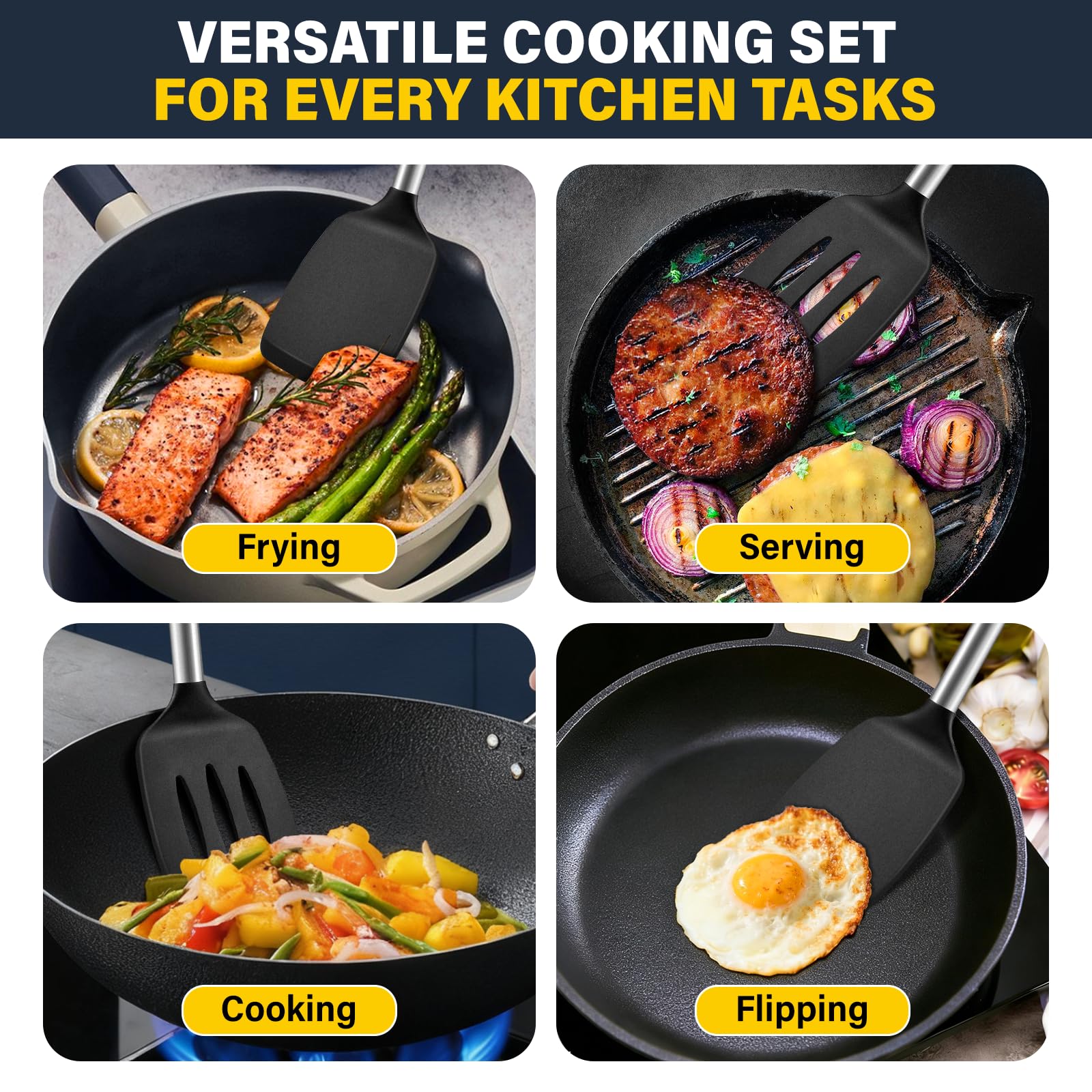Hoosook juego multifuncional de cocina para frituras, salteados y servir