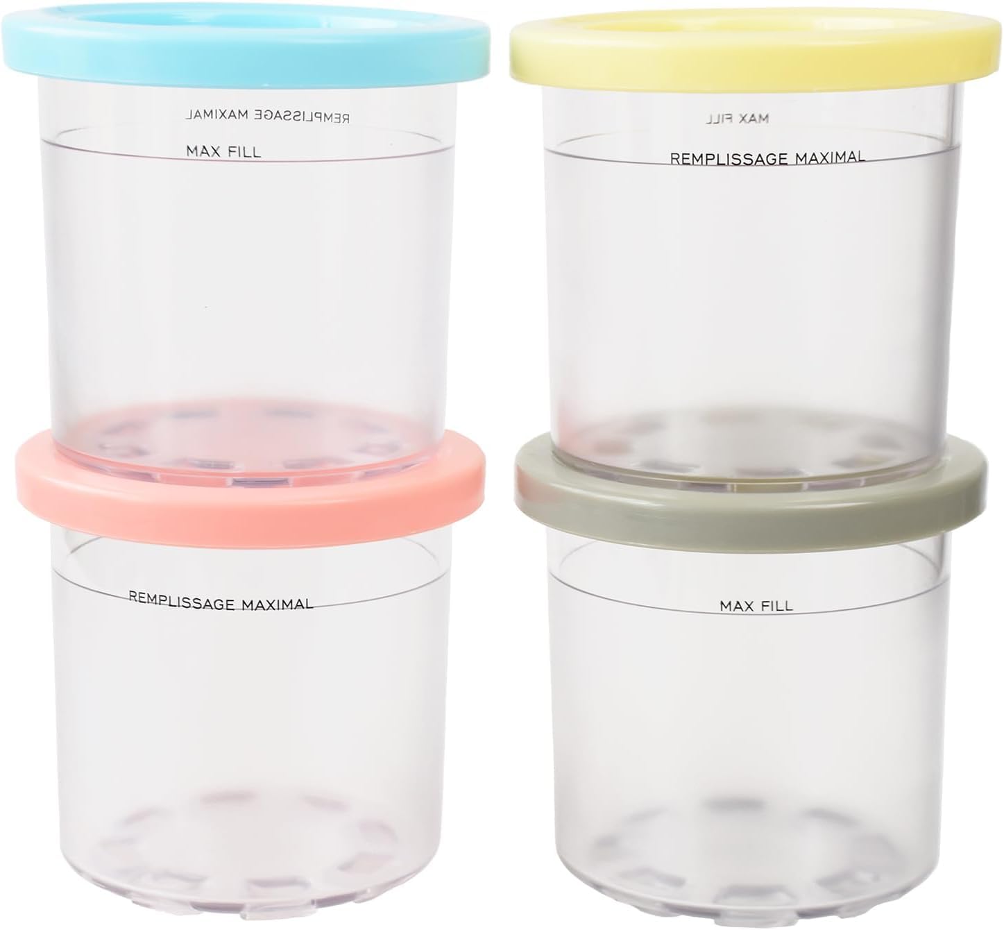 Conjunto Hopene para Ninja Creami: cuatro contenedores con tapa hermética para conservar helados.