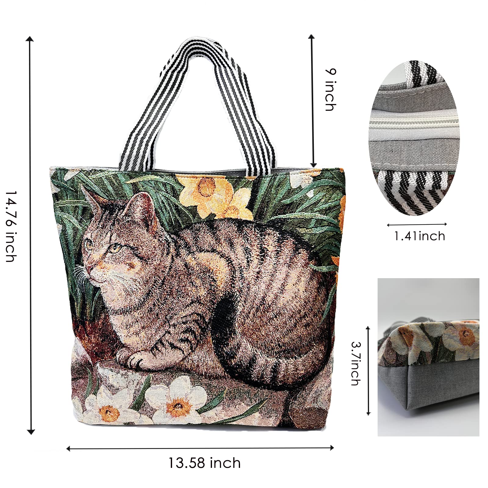 HoPliGhe bolso lona gato dibujo, estilo felino para salidas sencillas.