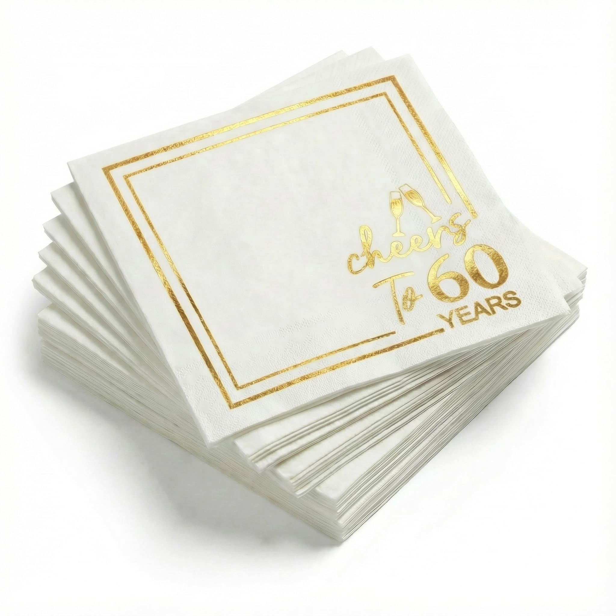 Horaldaily servilletas 60 años, blanco y dorado, ideales para ambientar la celebración