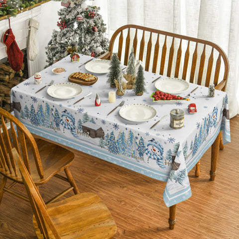 Horaldaily mantel 60x84 azul con pinos y nieve, elegante para comedor.