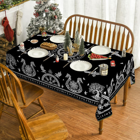 mantel horaldaily, diseño-abstracto-negro; ideal para fiestas y cenas tematicas