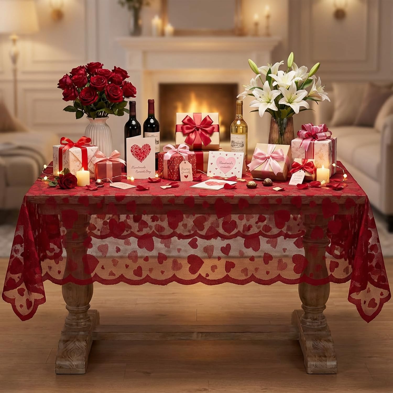 Mantel Horaldaily ambiente con luces de vela para cena romantica.