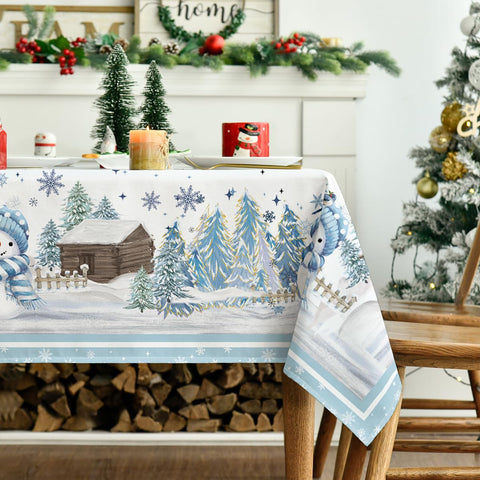 Horaldaily mantel azul con dibujo patrón ornamental, añade estilo festivo.