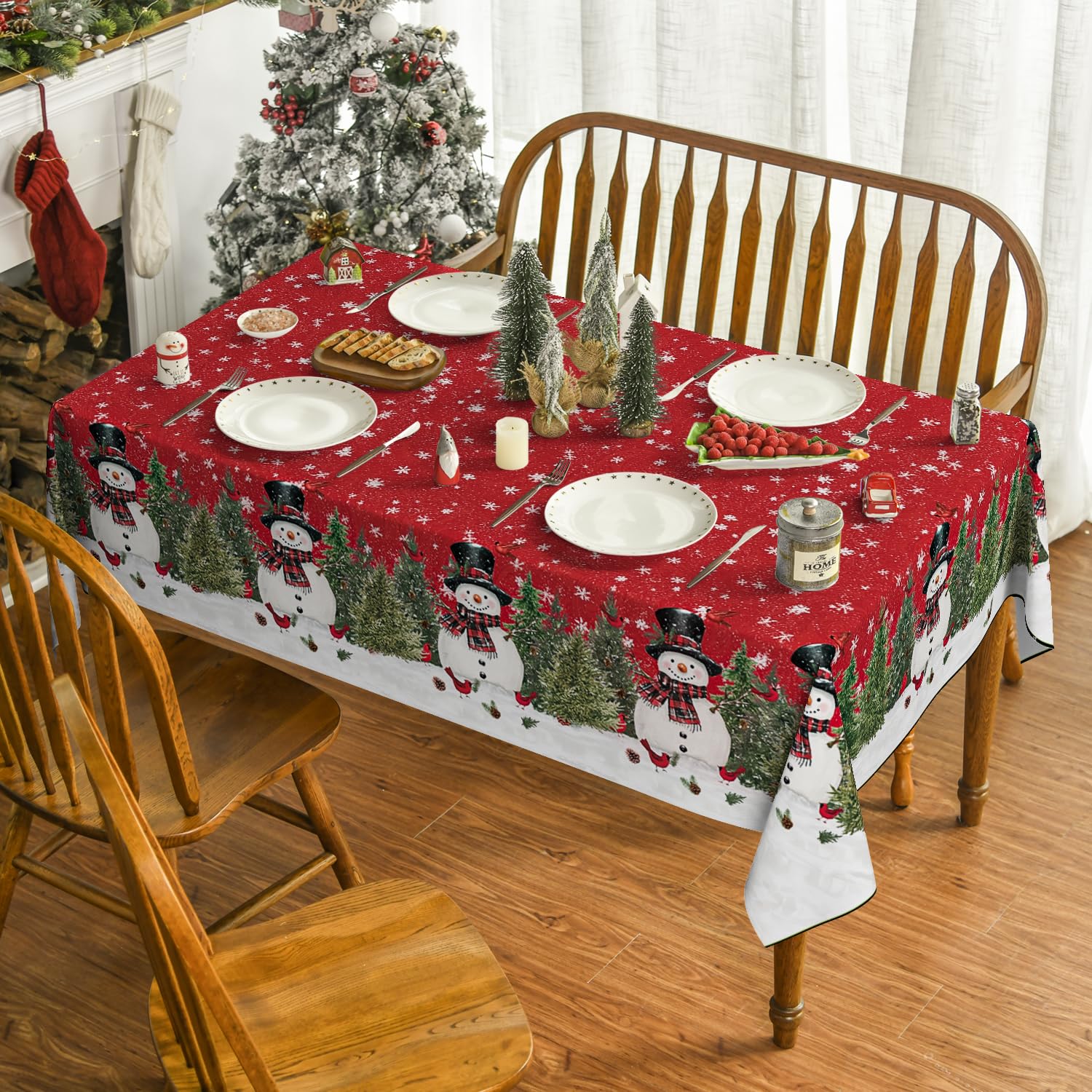 Horaldaily mantel-invierno-diseño-colorido: aporta ambiente festivo y colores vivos a cada comida.