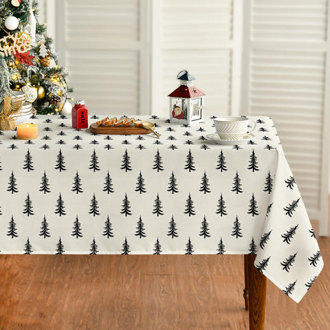 Mantel Horaldaily Navidad con arboles negro blanco boho para decoración festiva
