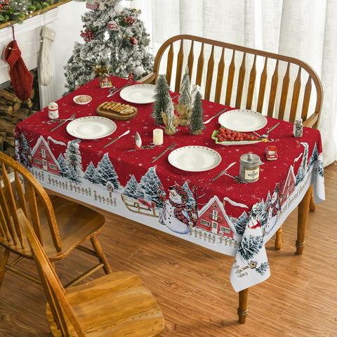 Mantel Horaldaily navidad con árboles rojos para mesa cálida.