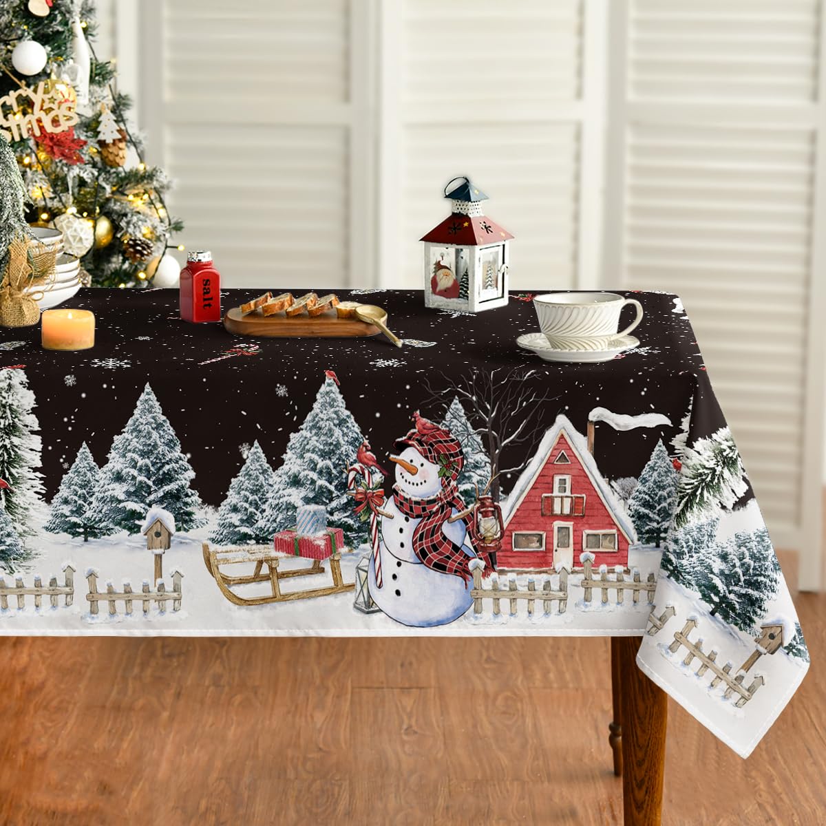 Mantel Horaldaily, escena invernal, protege la mesa durante fiestas.