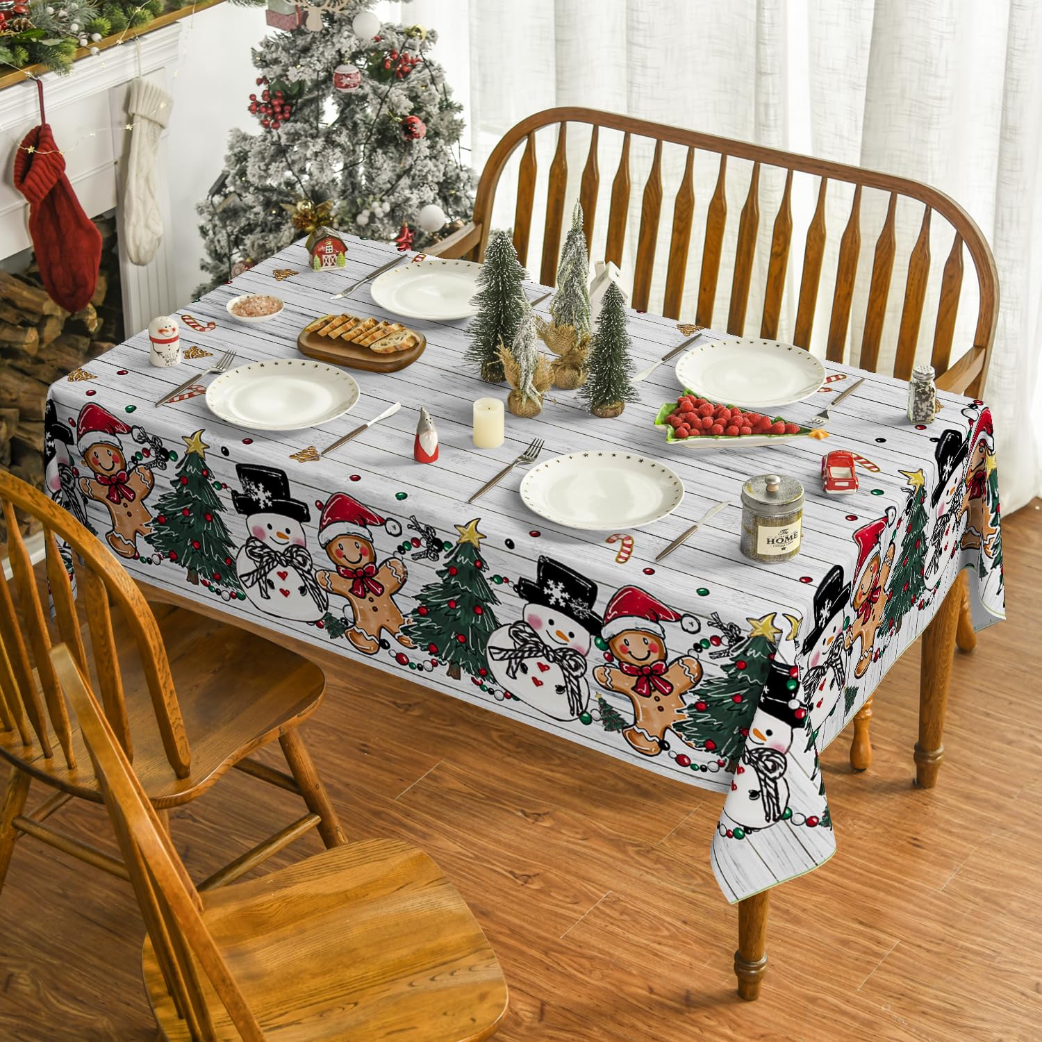 Mantel Horaldaily con hombre de pan de jengibre para decorar y evitar manchas.