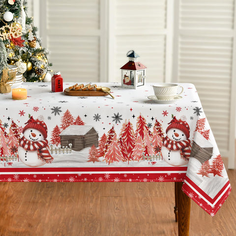 Horaldaily mantel navideño con muneco de nieve rojo para cenas festivas