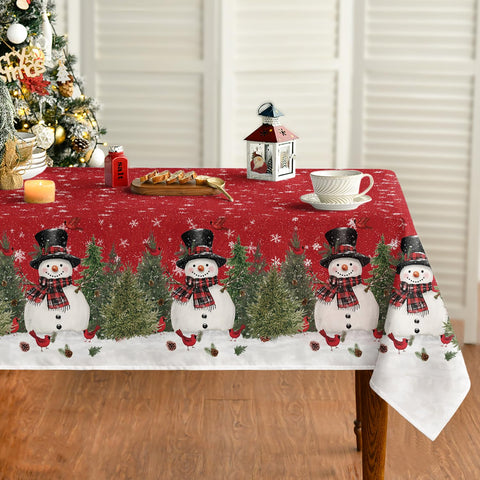 Horaldaily mantel-navidad-rectangular-arboles-nevados: ideal para cenas festivas con temática invernal.