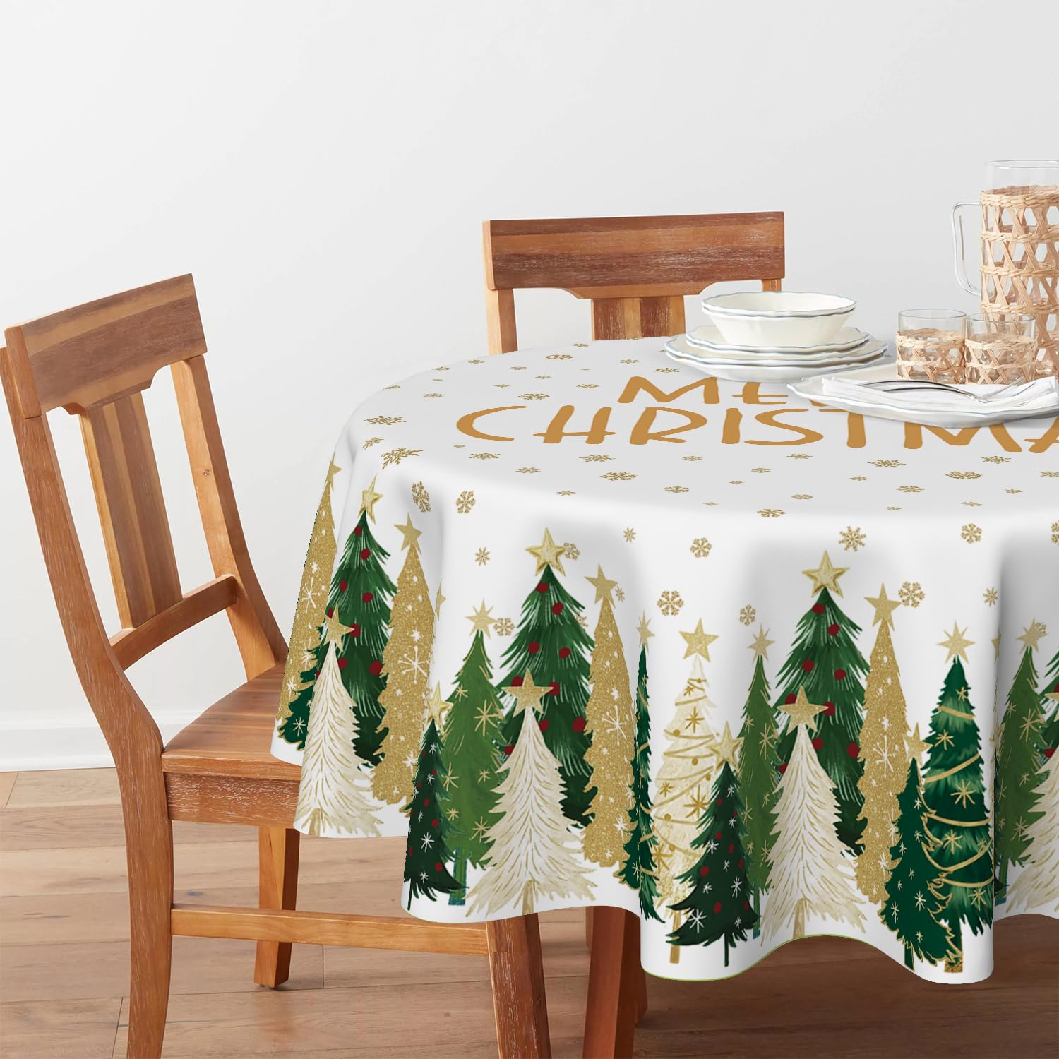 Mantel Horaldaily navideño con árboles blancos ideal para reuniones