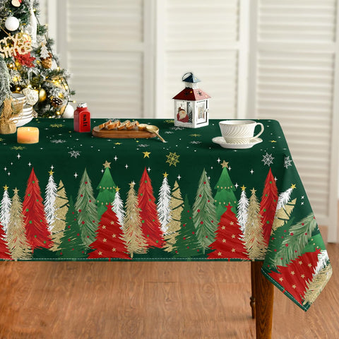 Mantel Horaldaily navideño 60x120, árboles verdes para cenas festivas