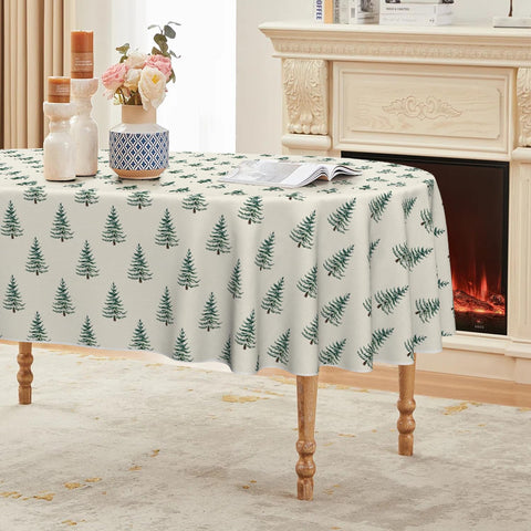 Mantel Horaldaily navideño con árboles verdes para cenas festivas