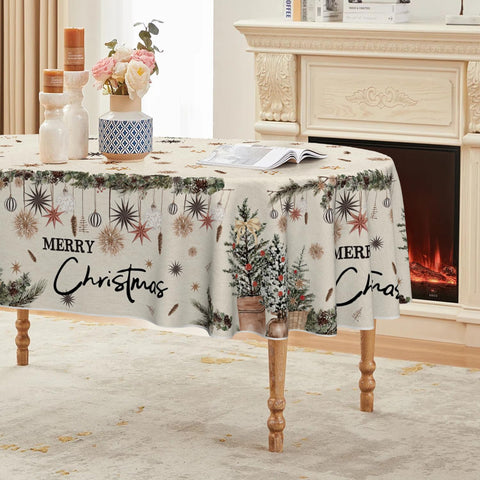 Horaldaily mantel navideño ovalado crea ambiente festivo en la mesa