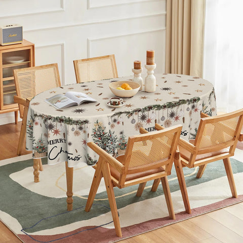 Horaldaily mantel navideño ovalado con estampado vibrante para cenas