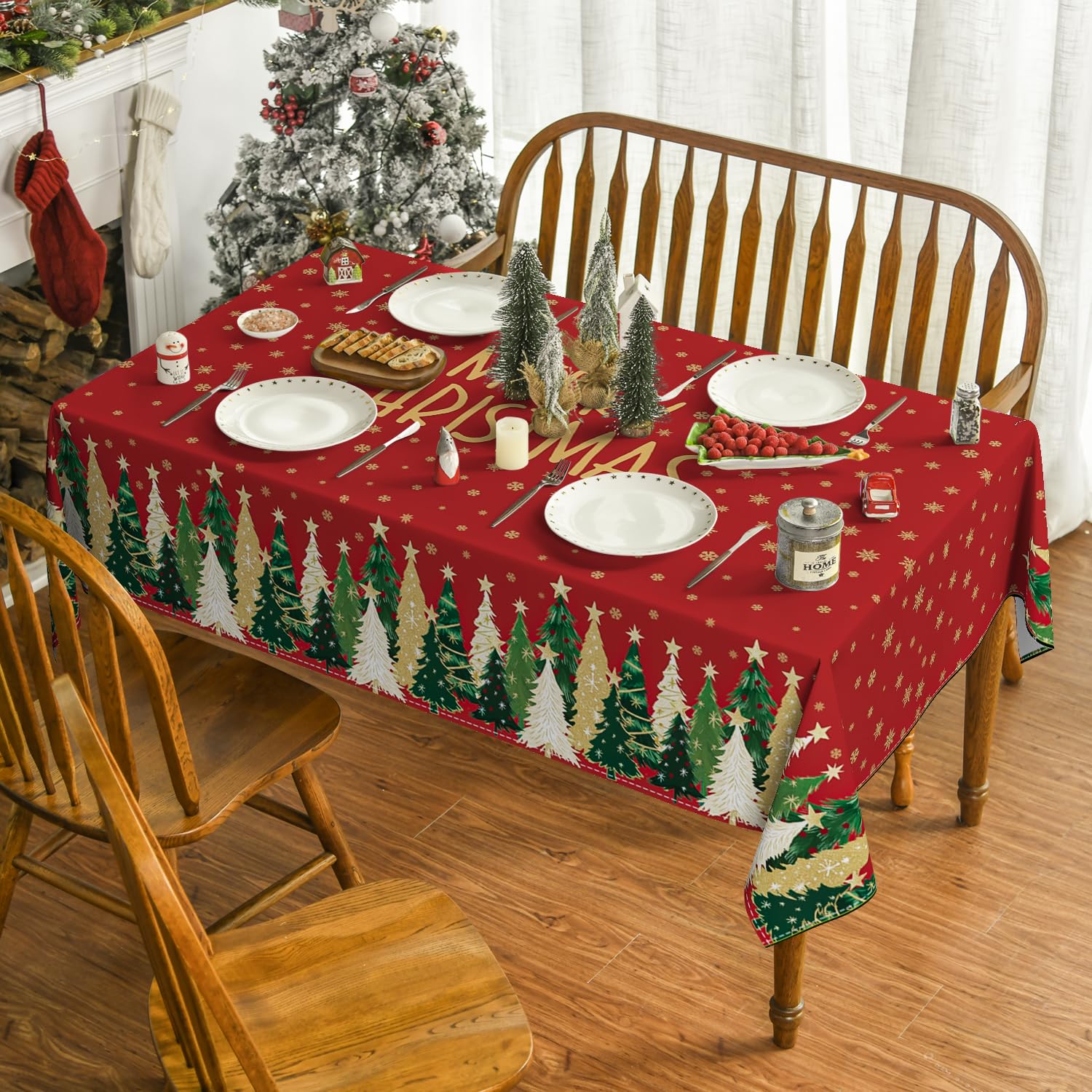 Mantel Horaldaily rectangular 60x120 para mesas de 8–12 comensales, decoración festiva.