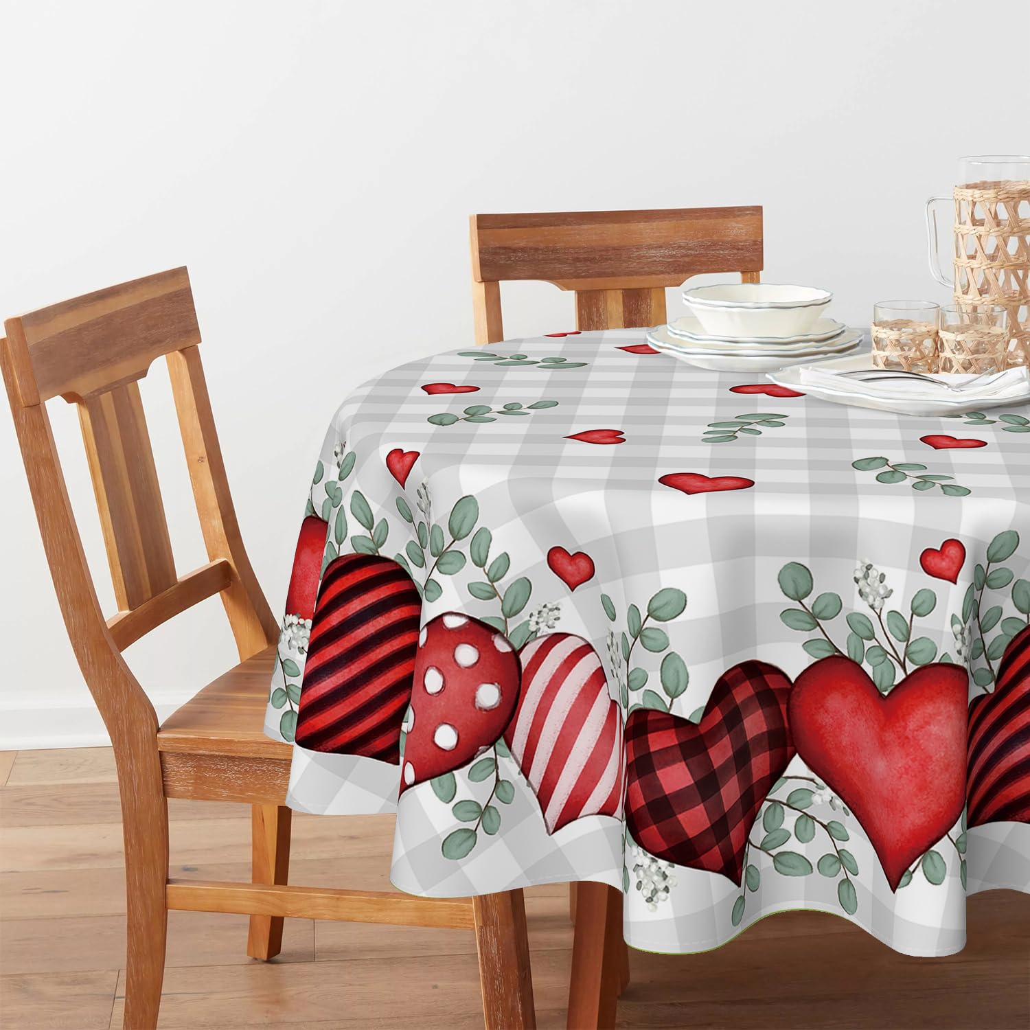 Mantel Horaldaily redondo de 70 pulgadas con cuadros buffalo para comidas