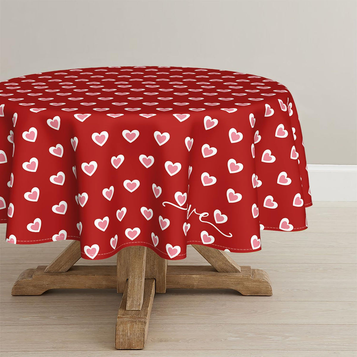 Mantel Horaldaily Valentín rojo dulce, perfecto para cenas románticas y mesas decoradas.