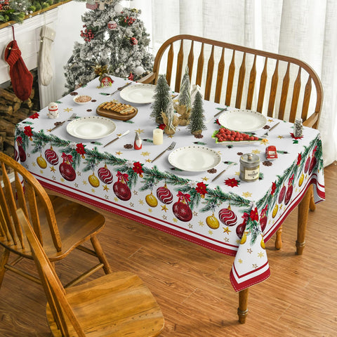 Mantel Horaldaily de bolas navideñas; añade encanto a cualquier mesa.