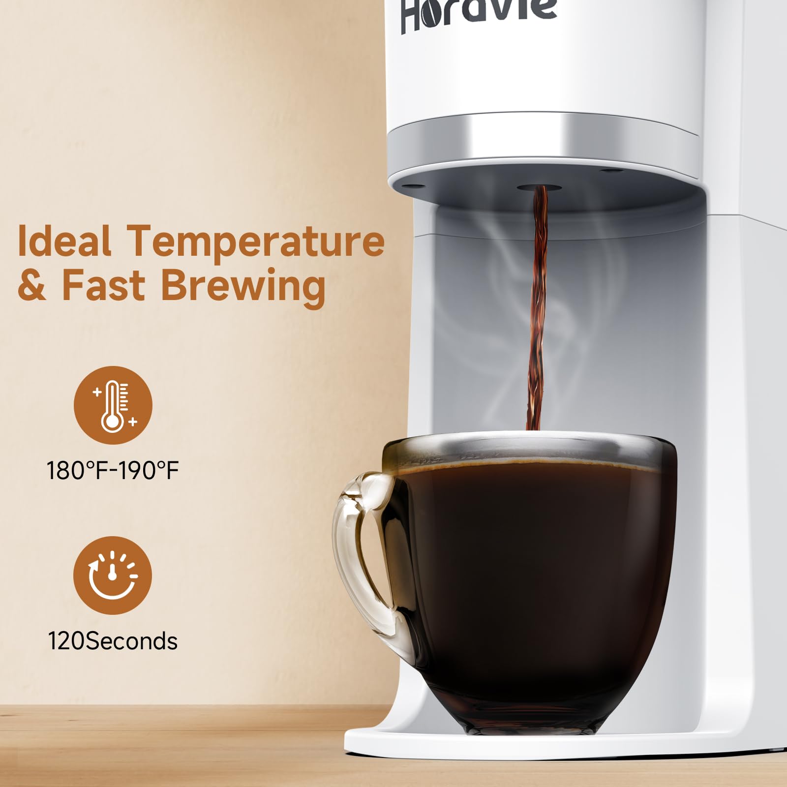 Horavie admite cápsulas y café molido para máxima flexibilidad diaria.