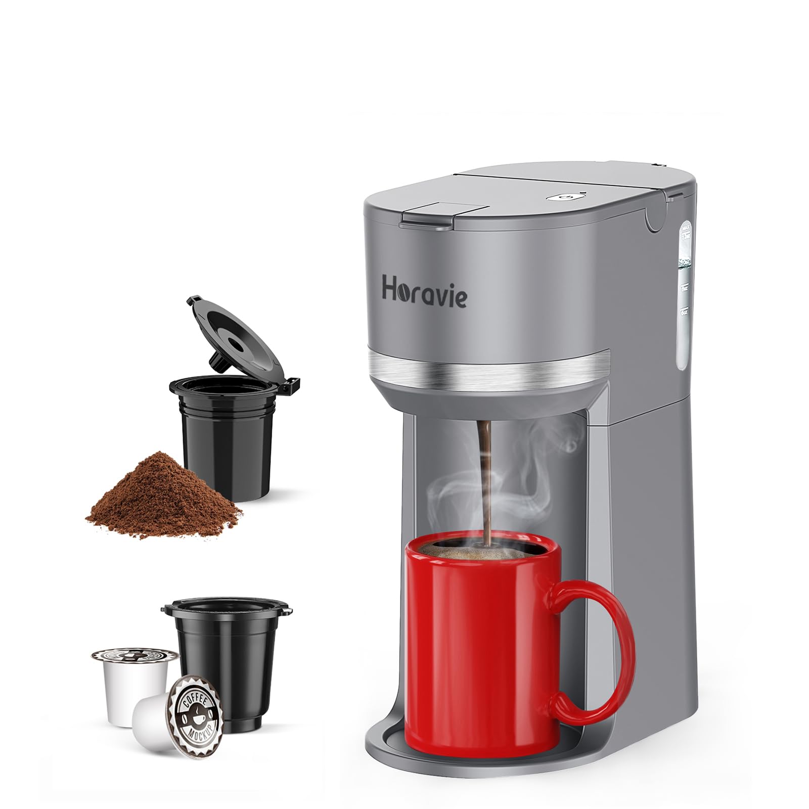 Horavie Cafetera mini frente, diseño compacto para cocinas pequeñas