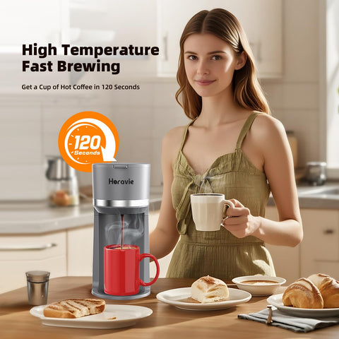 Horavie Cafetera mini muestra opciones 6 a 12 onzas para bebidas