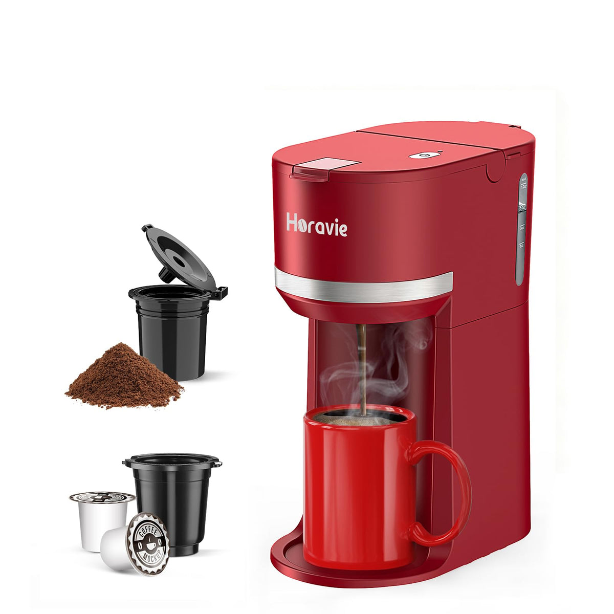 Horavie Minicafetera para cápsula K y café molido, flexible para diferentes bebidas.