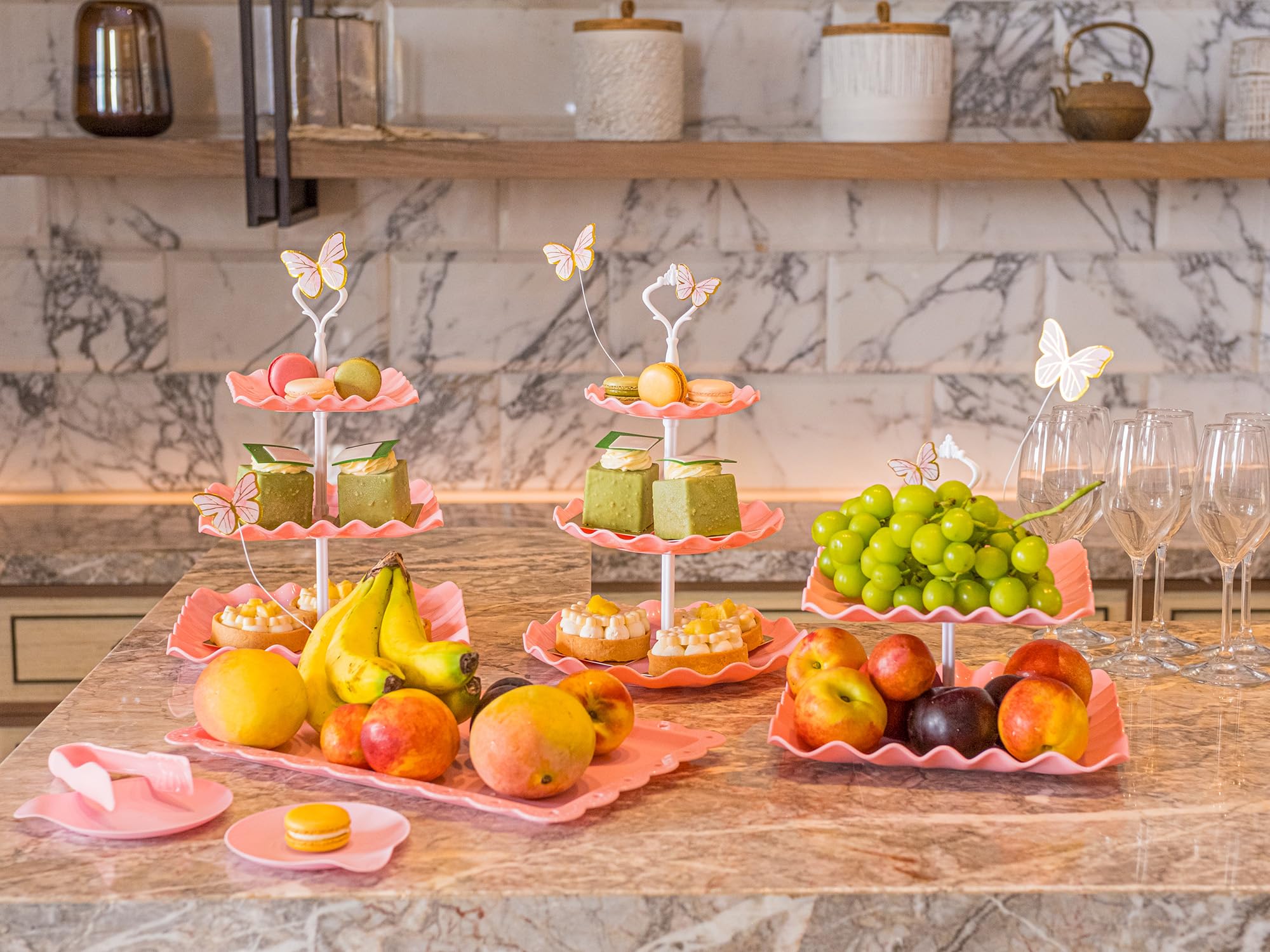 Horchen decoración mariposas, adornos encantadores para la mesa de postres.