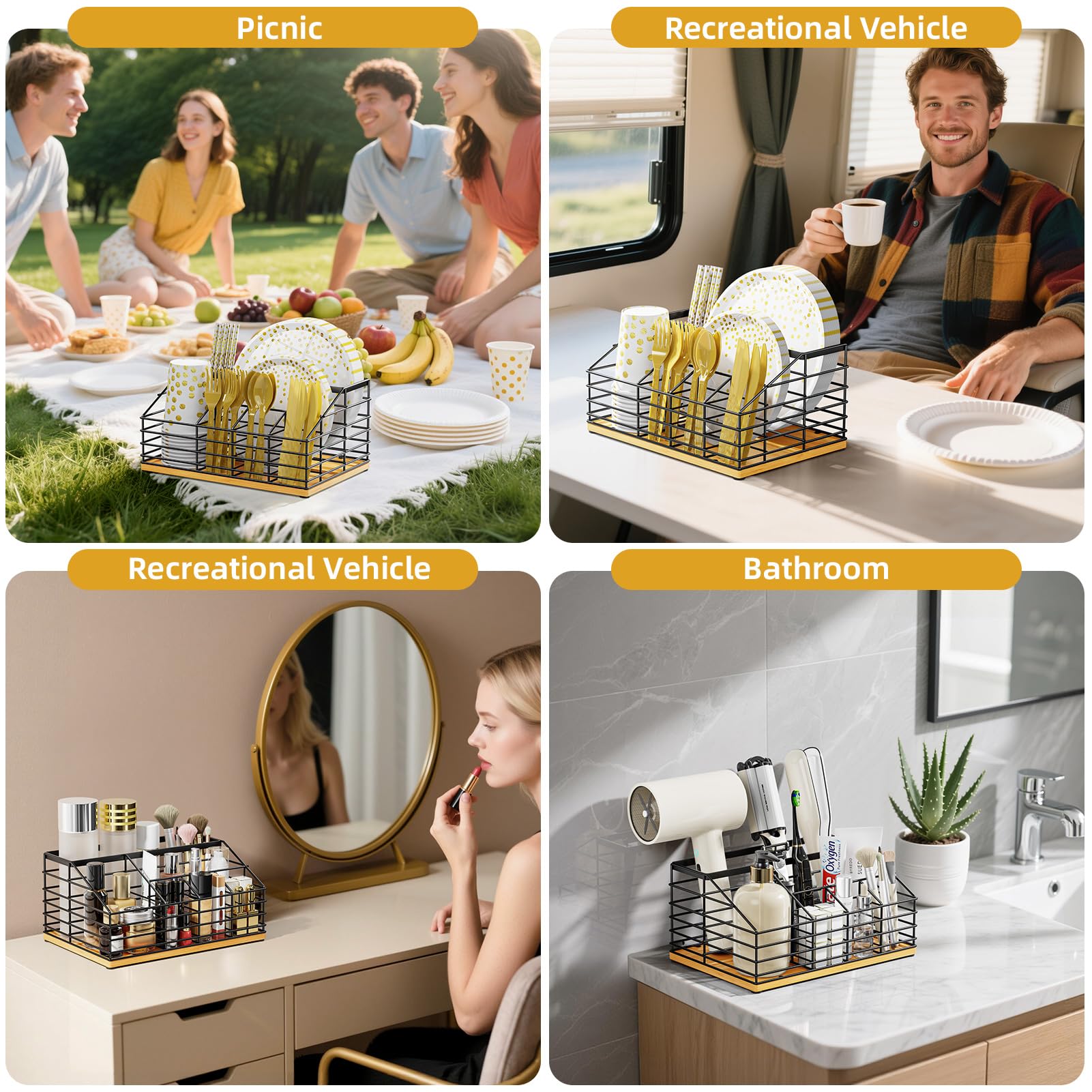 Hordely dispensador para fiestas, mantiene platos y cubiertos listos para servir.