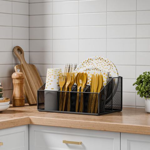 Hordely porta-cubiertos de metal para organizar utensilios en la cocina.