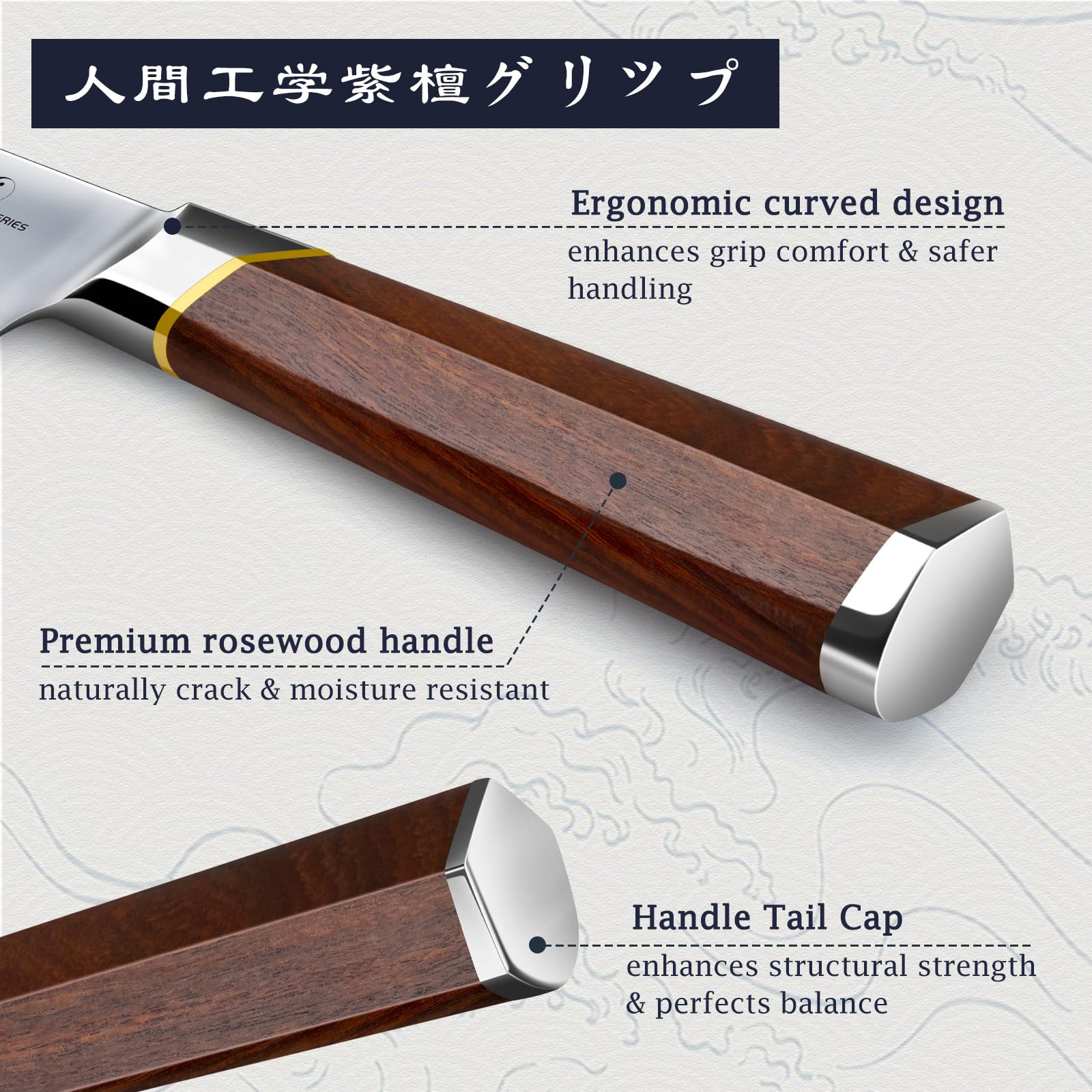 Cuchillo HOSHANHO con acero japonés 10cr15comov para filo duradero.