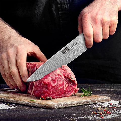 Caja regalo elegante con cuchillo HOSHANHO de damasco.