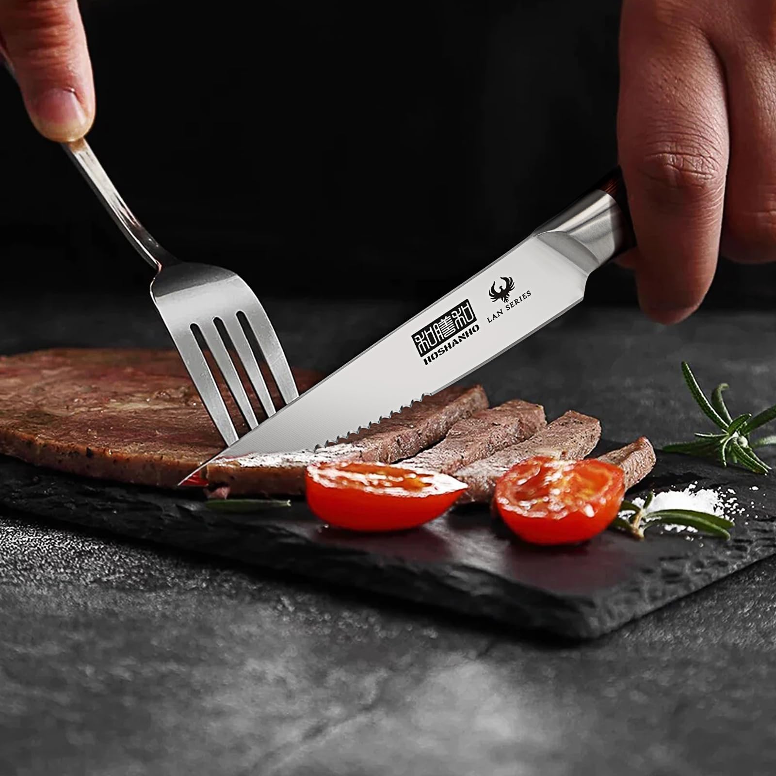 Cocina en casa con cuchillos HOSHANHO para bistec